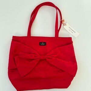 NWT Kate Spade X Jack Spade On Purpose Cherry Red Nylon Tote Bag With Bow Design